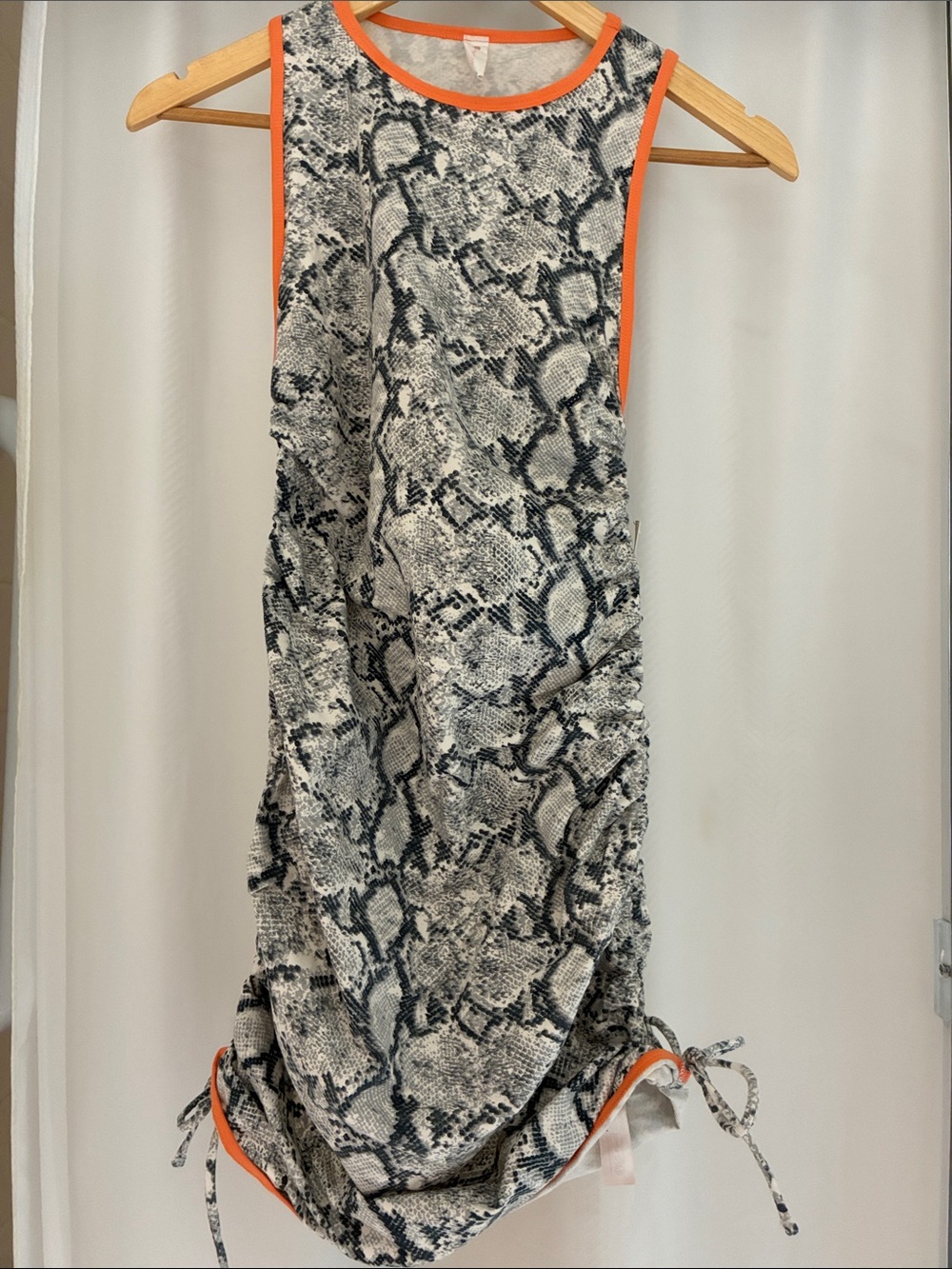 Anthropologie Snake-Print Midi Dress with Orange Trim